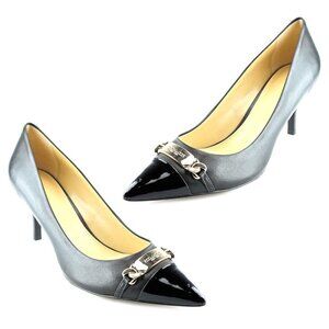 Coach BOWERY Patent Leather Pointed-Toe Kitten Heel Pumps